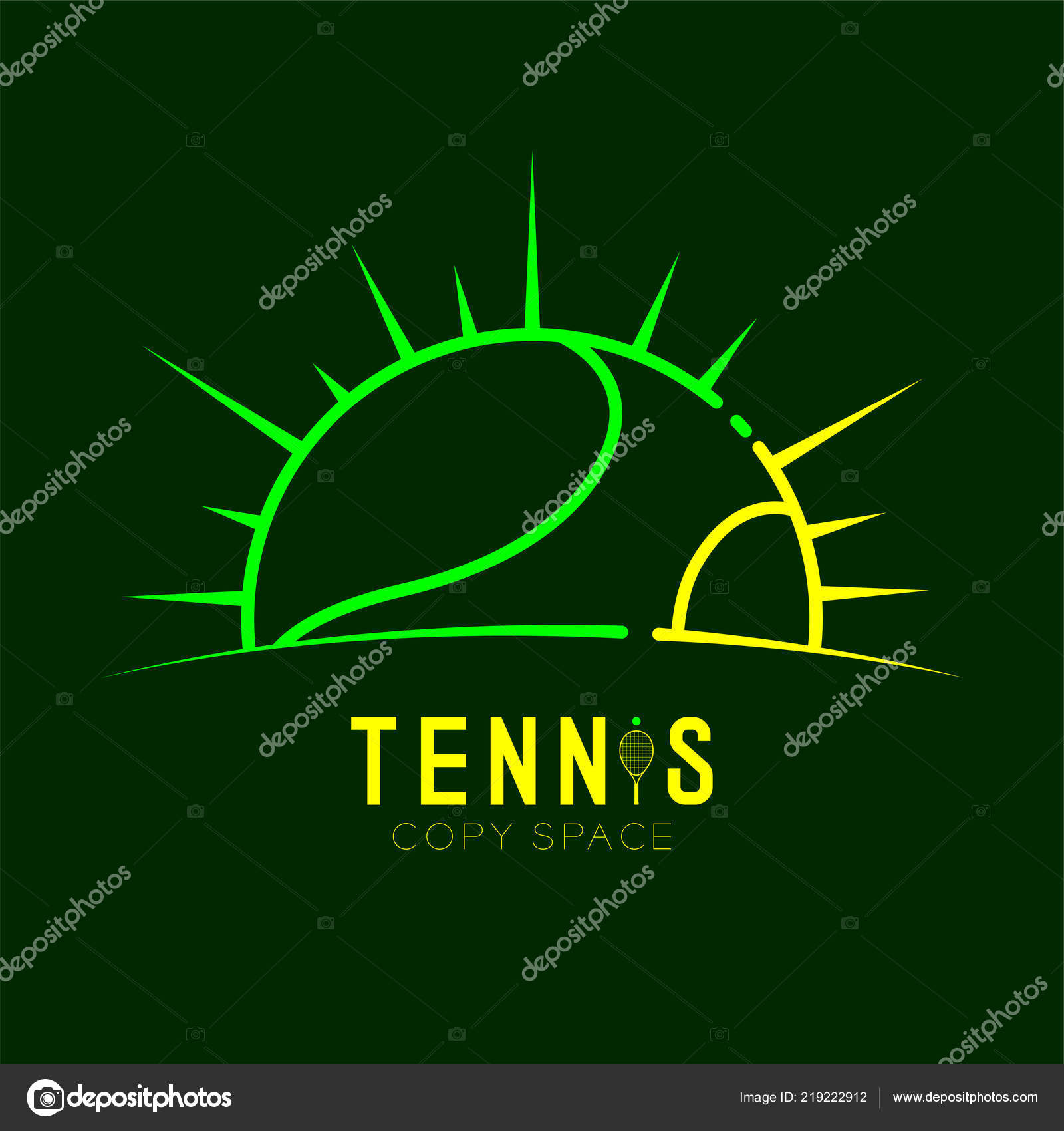 Tennis Ball Radius Frame Logo Icon Outline Stroke Set Dash
