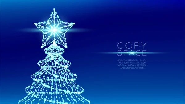 Weihnachtsbaum Mit Stern Wireframe Polygon Bokeh Leuchtrahmen Struktur Und Linsenschlag — Stockvektor