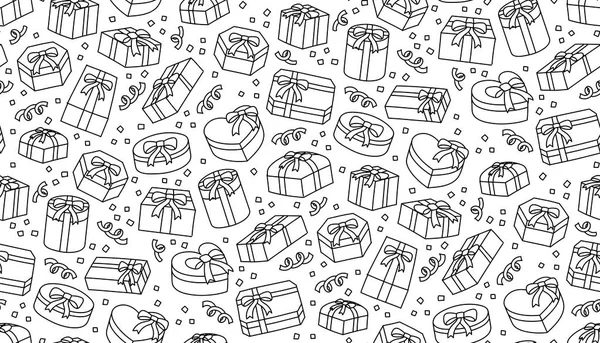 Fondo Patrón Sin Costuras Icono Caja Regalo Niños Conjunto Dibujo — Archivo Imágenes Vectoriales