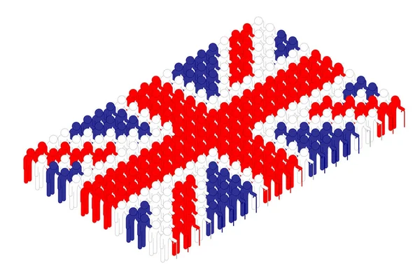 等距老人与甘蔗图标象形图在行 英国国旗形状概念设计插图查出在白色背景 可编辑笔画 — 图库矢量图片