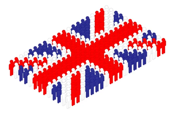 Изометрическая Пиктограмма Человека Подряд Рисунок Виде Флага Великобритании Белом Фоне — стоковый вектор