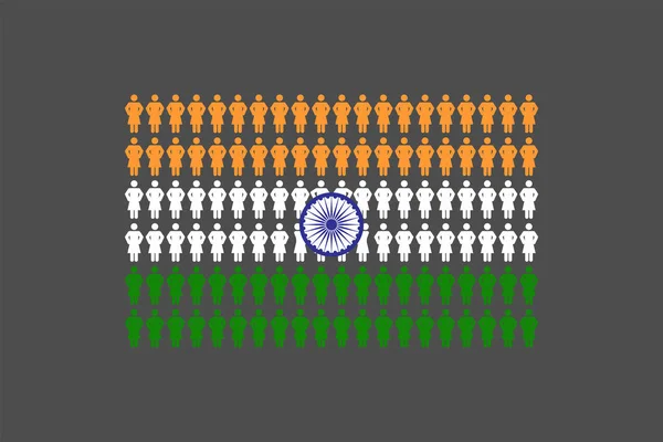 Frau Symbol Piktogramm Reihe Indien Nationalflagge Form Konzept Design Illustration — Stockvektor