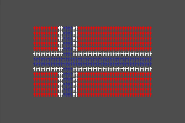 Pictograma Ícone Homem Fileira Ilustração Conceito Forma Bandeira Nacional Noruega — Vetor de Stock