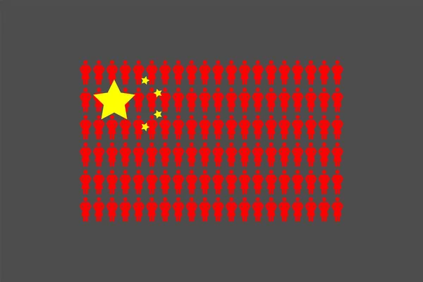 Vrouw Pictogram Pictogram Rij Nationale Vlag Van China Vorm Concept — Stockvector