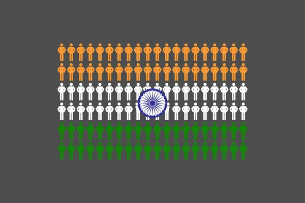 行の男性アイコン ピクトグラム インド国旗を形作る白い背景で隔離の概念設計図 — ストックベクタ