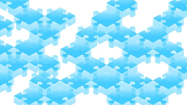 Jigsaw Puzzle Isometrische Virtuele Blauwe Kleur Illustratie Transparantie Die Geïsoleerd — Stockvector