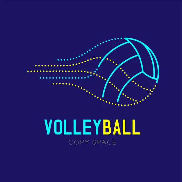 Volleyboll Logo Ikon Disposition Stroke Ställa Dash Linje Design Illustration — Stock vektor