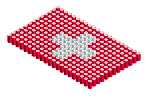 Izometrické Nápoje Mohou Řadě Švýcarsko Státní Vlajka Formovat Koncepce Designu — Stockový vektor