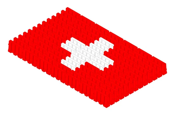 Barriere Isometriche Plastica Traffico Fila Svizzera Bandiera Nazionale Forma Concetto — Vettoriale Stock