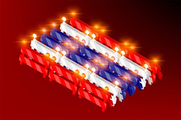 Izometryczne Bariery Światłem Wierszu Flaga Narodowa Tajlandii Kształt Koncepcji Projektowania — Wektor stockowy