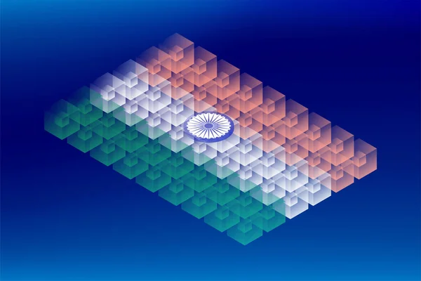 Isometrische Würfelbox Transparenz Indische Flaggenform Blockchain Kryptowährungskonzept Design Illustration Isoliert — Stockvektor