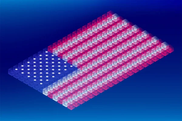 Zometrik Küp Kutusu Şeffaflık Amerika Birleşik Devletleri Ulusal Bayrak Şekil — Stok Vektör