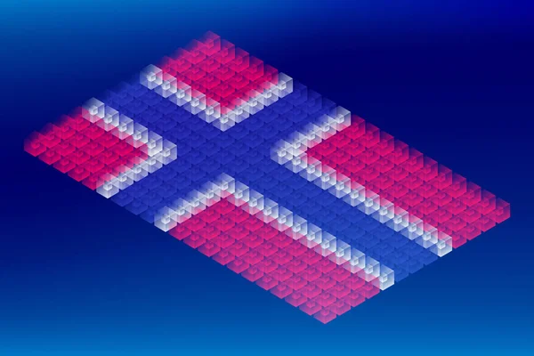 Izometryczne Moduł Pole Przejrzystości Kształt Flaga Narodowa Norwegii Blockchain Kryptowaluta — Wektor stockowy