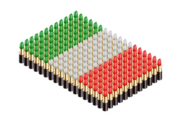 Isometric Lipstick Italy National Flag Shape Concept Design Illustration Isolated — Stock Vector