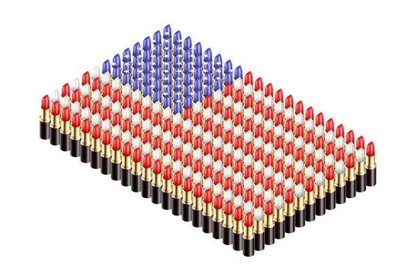 Isometrischer Lippenstift Vereinigte Staaten Nationalflagge Form Konzept Design Illustration Isoliert — Stockvektor