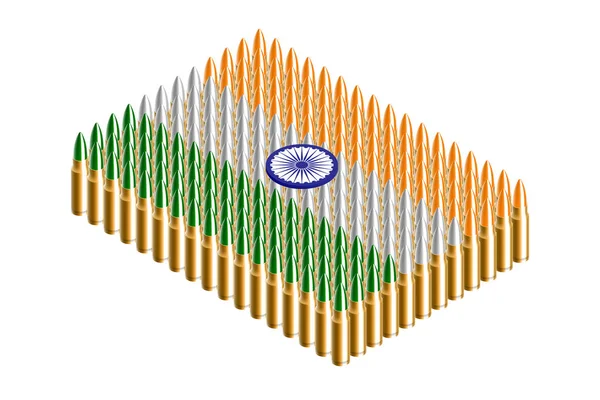 の等尺性弾丸インド国旗を形作る白い背景で隔離の概念設計図 — ストックベクタ