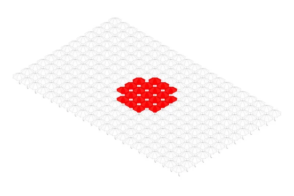 Isometrisches Regenschirm Symbol Reihe Japanische Nationalflagge Form Konzept Design Illustration — Stockvektor