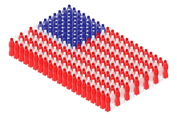 Zometrik Içecek Satır Plastik Şişede Amerika Birleşik Devletleri Ulusal Bayrak — Stok Vektör