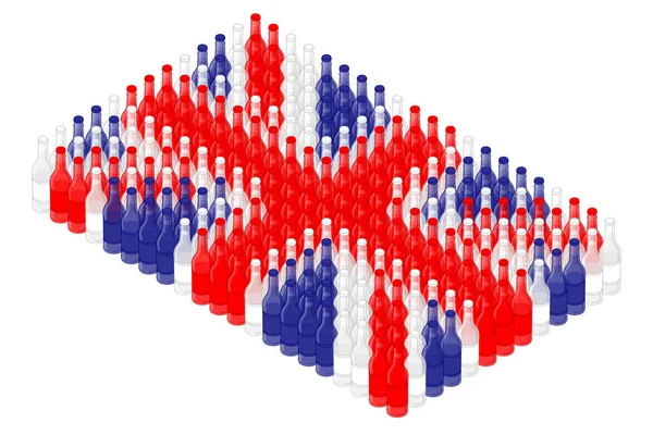 Izometrikus Ital Sör Üveg Sorban Egyesült Királyság Nemzeti Zászló Alakja — Stock Vector