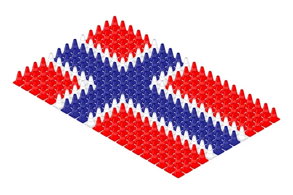 Apparecchiature Isometriche Cono Traffico Fila Norvegia Bandiera Nazionale Forma Concetto — Vettoriale Stock