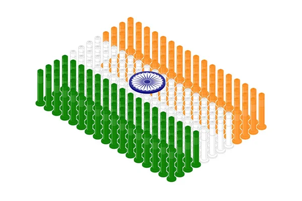 Isometric Pole Traffic Safety Equipment Row Inde Illustration Conception Forme — Image vectorielle