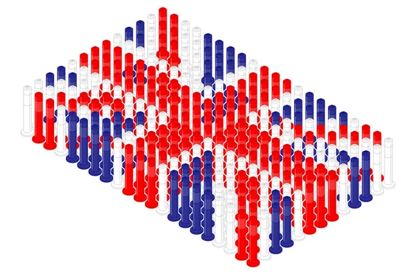 Isometrische Stange Verkehrssicherheitsausrüstung Reihe Vereinigtes Königreich Nationale Flagge Form Konzept — Stockvektor
