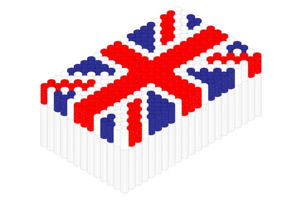 Cigarette Isométrique Rangée Royaume Uni Illustration Conception Forme Drapeau National — Image vectorielle