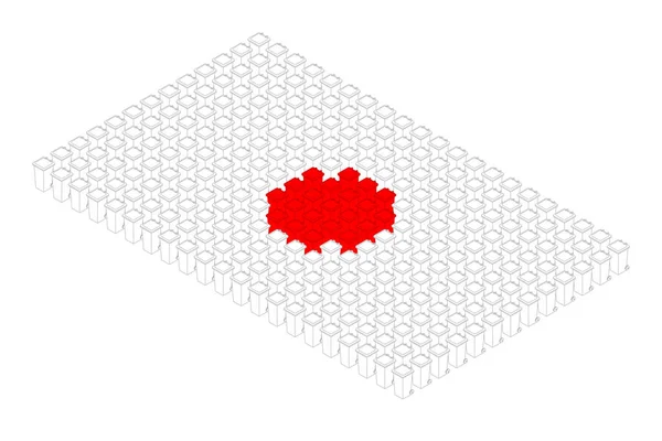 行で等尺性ゴミは 日本国旗形状編集可能なストローク 白地に分離概念設計図 — ストックベクタ