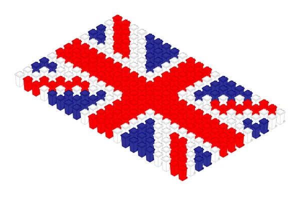 Isometric Trash Row United Kingdom National Flag Shape Concept Design — Stock Vector