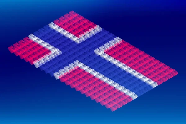 等尺性愛ハート ボックス透明性 ノルウェー国旗の形 ブルー グラデーション背景 編集可能なストロークに分離された Blockchain Cryptocurrency コンセプト設計図 — ストックベクタ
