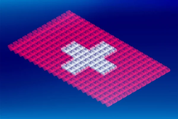 Isométrico Amor Coração Caixa Transparência Suíça Bandeira Nacional Forma Blockchain —  Vetores de Stock