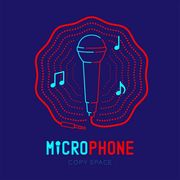 Microfone Logotipo Ícone Traçado Traço Com Nota Música Quadro Onda —  Vetores de Stock