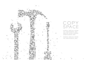 Vektör eps 10 soyut geometrik Çokgen kare kutu ve üçgen desen anahtarı çekiç ve tornavida şekli, makinist konsept tasarım siyah renk illüstrasyon izole kopya alanı, beyaz zemin üzerine