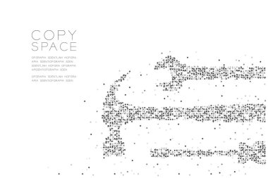 Soyut geometrik daire nokta piksel deseni anahtarı tornavida ve çekiç şekil, makinist konsept tasarım siyah renk illüstrasyon izole kopya alanı, vektör eps 10 beyaz zemin üzerine