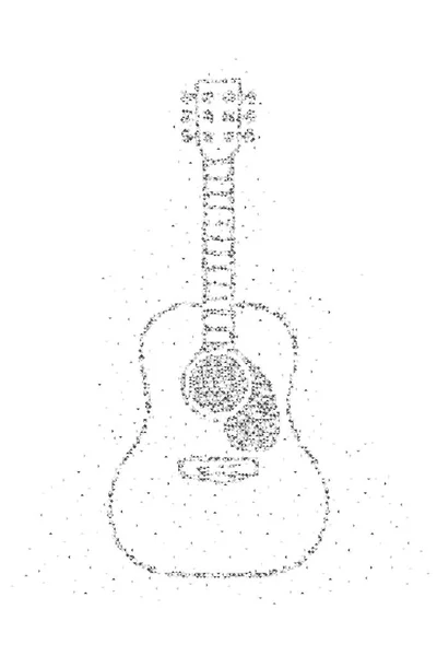 抽象的な幾何学的低多角形正方形のボックスのピクセルとアコースティック ギター形状の音楽楽器コンセプト デザイン ブラック カラー イラスト コピー スペース ベクトル Eps — ストックベクタ