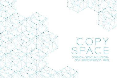 Küp kutusu izometrik desen illüstrasyon mavi yeşil rengi, nokta anahattı kontur tasarım kopya alanı ile beyaz arka plan üzerinde izole