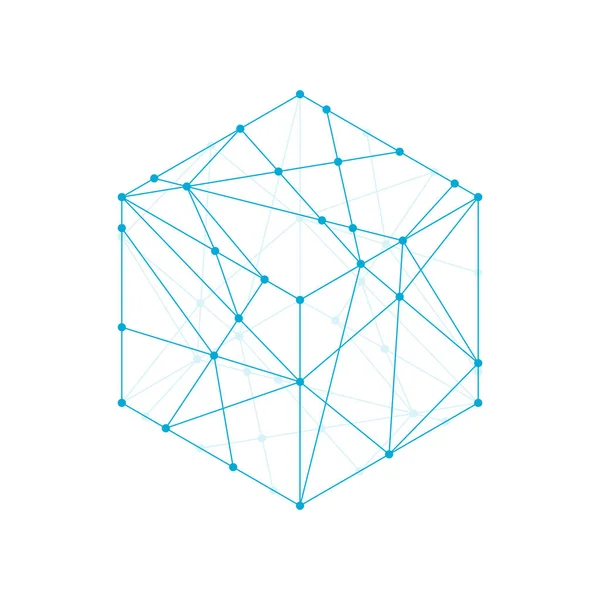 Krychle Pole Izometrické Ikony Obrázku Modré Zelenou Barvu Dot Obrys — Stockový vektor