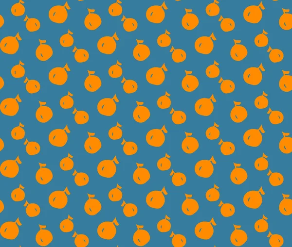 Orange Mönster Färgstarka Sömlös Illustration Isolerade Blå Bakgrund — Stock vektor