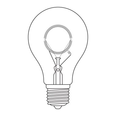 Beyaz arka plan üzerinde izole alfabe akkor ampul ayarla anahat tarzı siyah ve beyaz renkli harf Q,