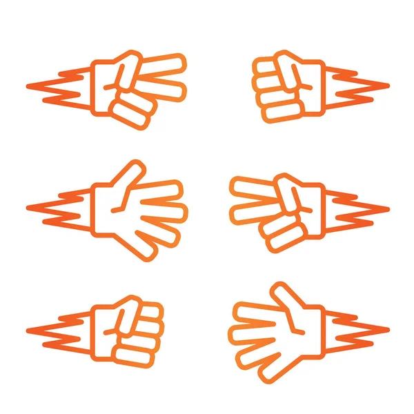 Rock Paper Scissors Gradient Orange Icon White Background — Stock Vector