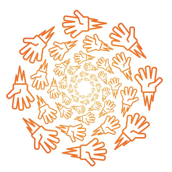 Rock Paper Scissors Gradient Orange Icon Pattern White Background — Stock Vector