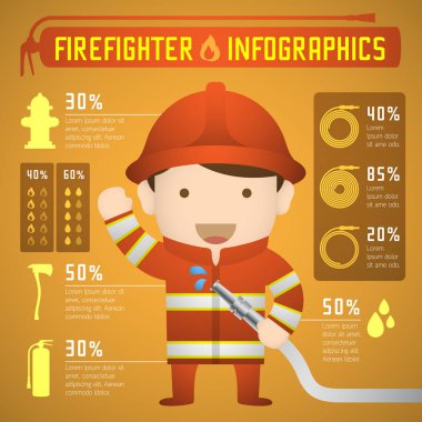 Turuncu yangında itfaiye infographics sarı gradyan arka planı uygun