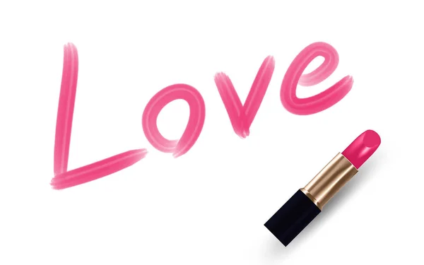 Texto Amor Escrito Por Lipstick Color Rosa Aislado Sobre Fondo — Archivo Imágenes Vectoriales