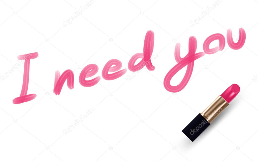 I need you text write by Lipstick pink color isolated on white background, with copy space