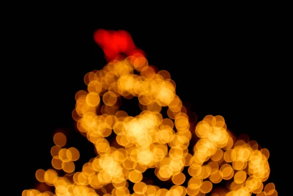 Weihnachtsbaum Mit Stern Bokeh Licht Auf Schwarzem Hintergrund — Stockfoto