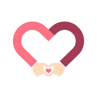 Kurumsal başarı kavramı fikir illüstrasyon izole kopya alanı ile beyaz zemin üzerine el işaret dili kalp sembolü şekil ayarla