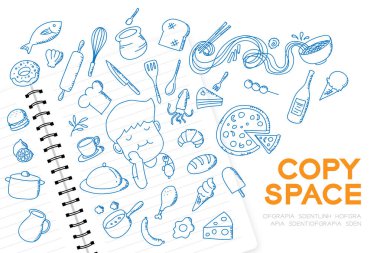 Defter çocuk çocuk ile el çizim seti, hayal gelecek işgal 