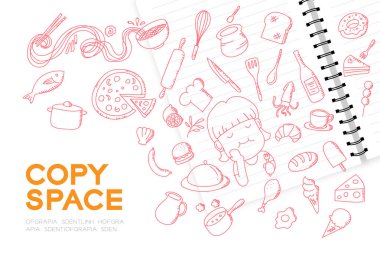 Çocuk kızla dizüstü el çizim seti, hayal gelecek işgal 