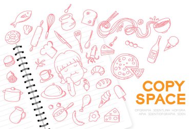 Çocuk kızla dizüstü el çizim seti, hayal gelecek işgal 