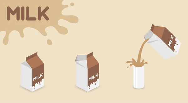 Молоко Box Увт Ультра Високої Температури Оброблених Молока Користь Шоколад — стоковий вектор